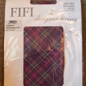 Purple plaid tights one size